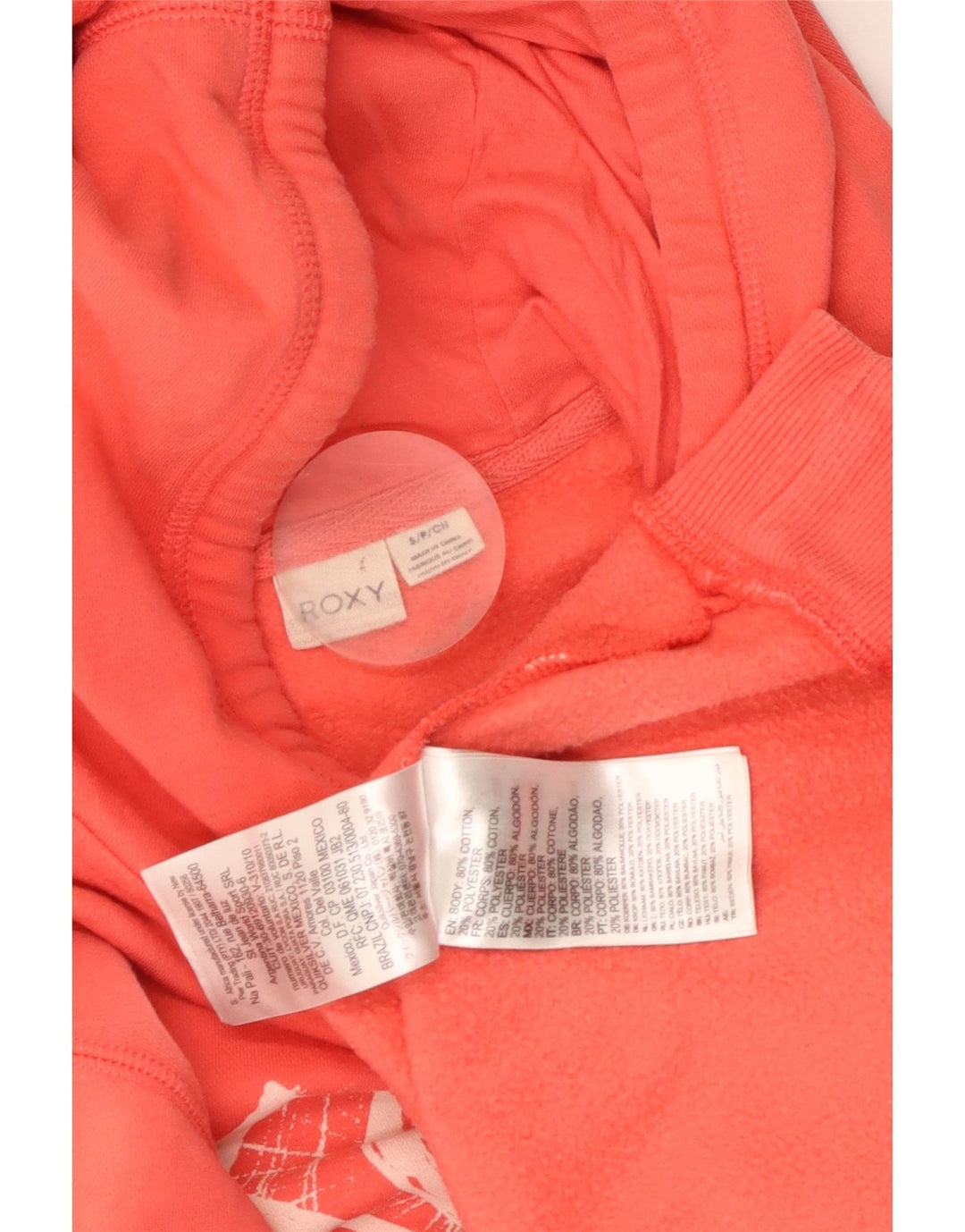 Damska bluza z kapturem Roxy z grafiką UK 10, mała, czerwona bawełna