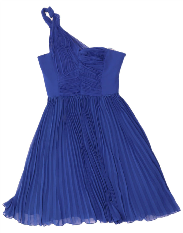 COAST Womens One Shoulder Dress UK 8 Small Blue Polyester