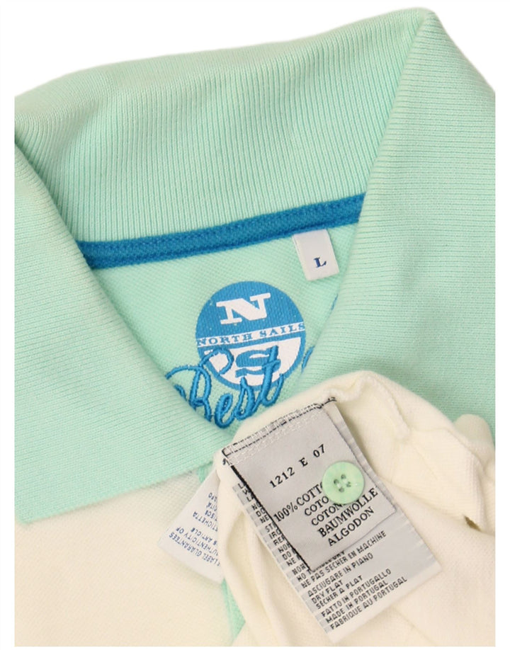 NORTH SAILS Mens Graphic Polo Shirt Large Off White Cotton