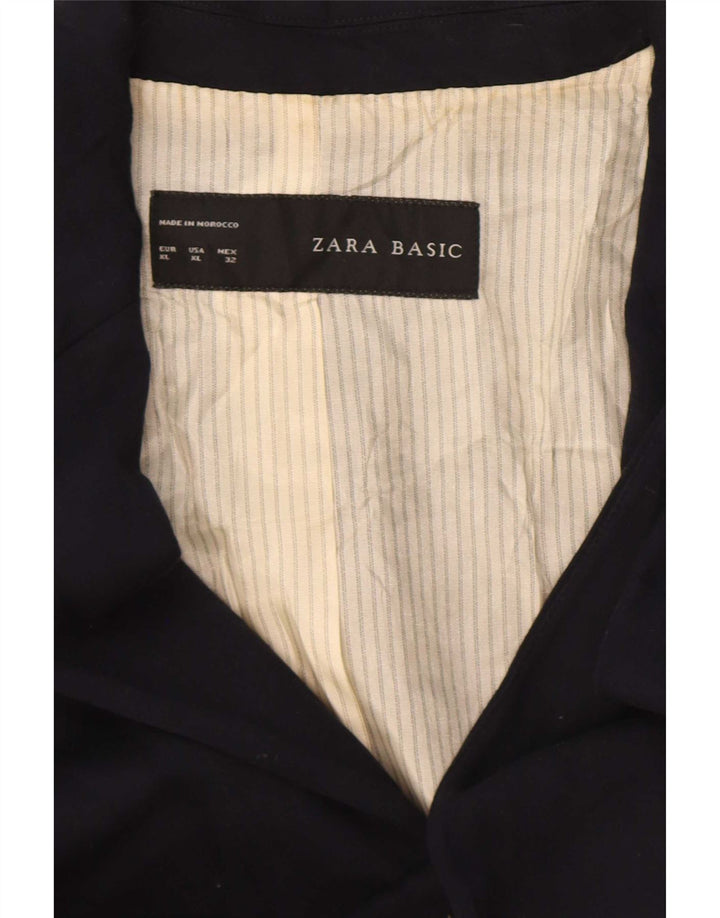 Damska marynarka Zara zapinana na 1 guzik UK 18 XL Granatowa wiskoza
