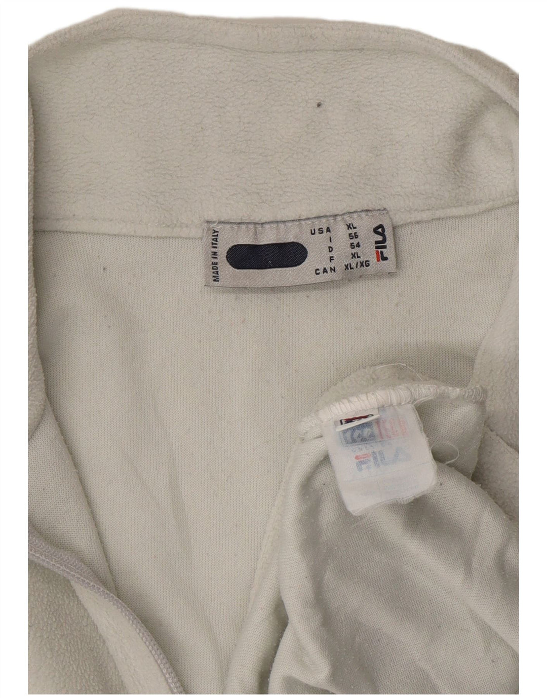 FILA Męski sweter polarowy z zamkiem błyskawicznym IT 56 XL, biały poliester