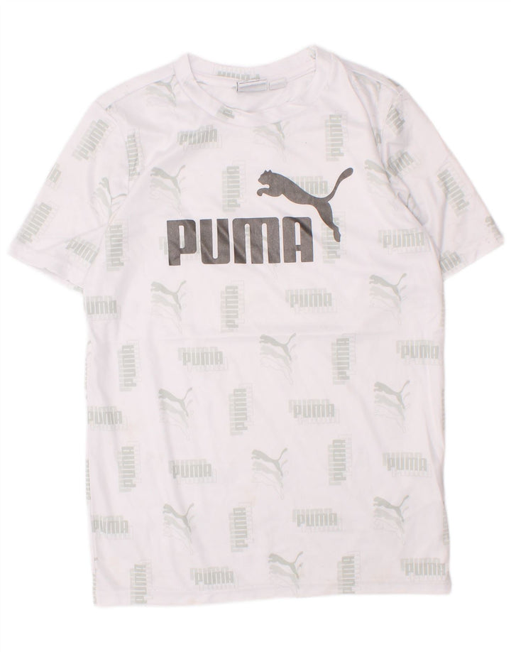 Chłopięcy T-shirt z grafiką Puma Top 7-8 lat, mały, biały, poliester