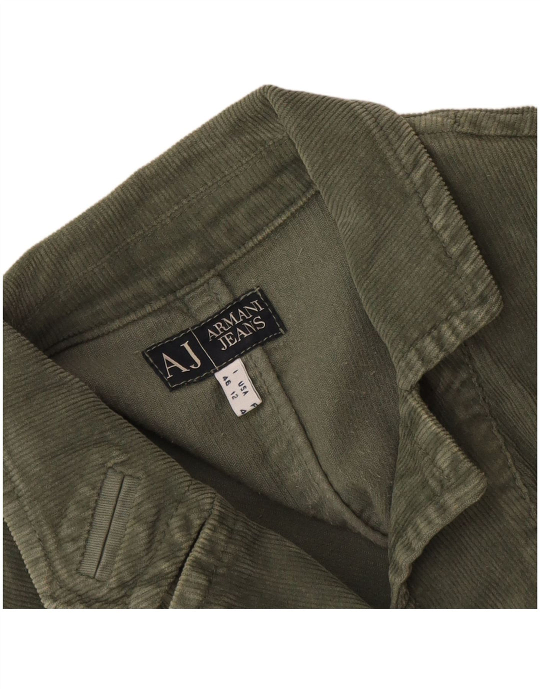 Armani Jeans Damska marynarka sztruksowa z 3 guzikami, UK 16, duża, khaki