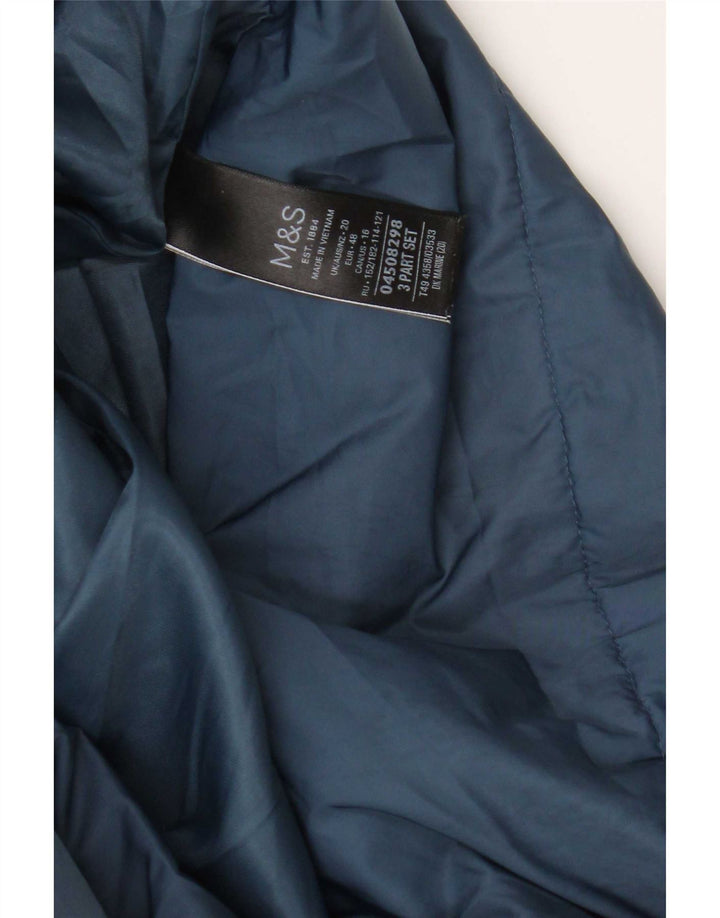 Marks & Spencer Damski ocieplany płaszcz z kapturem UK 20 2XL Granatowy poliester