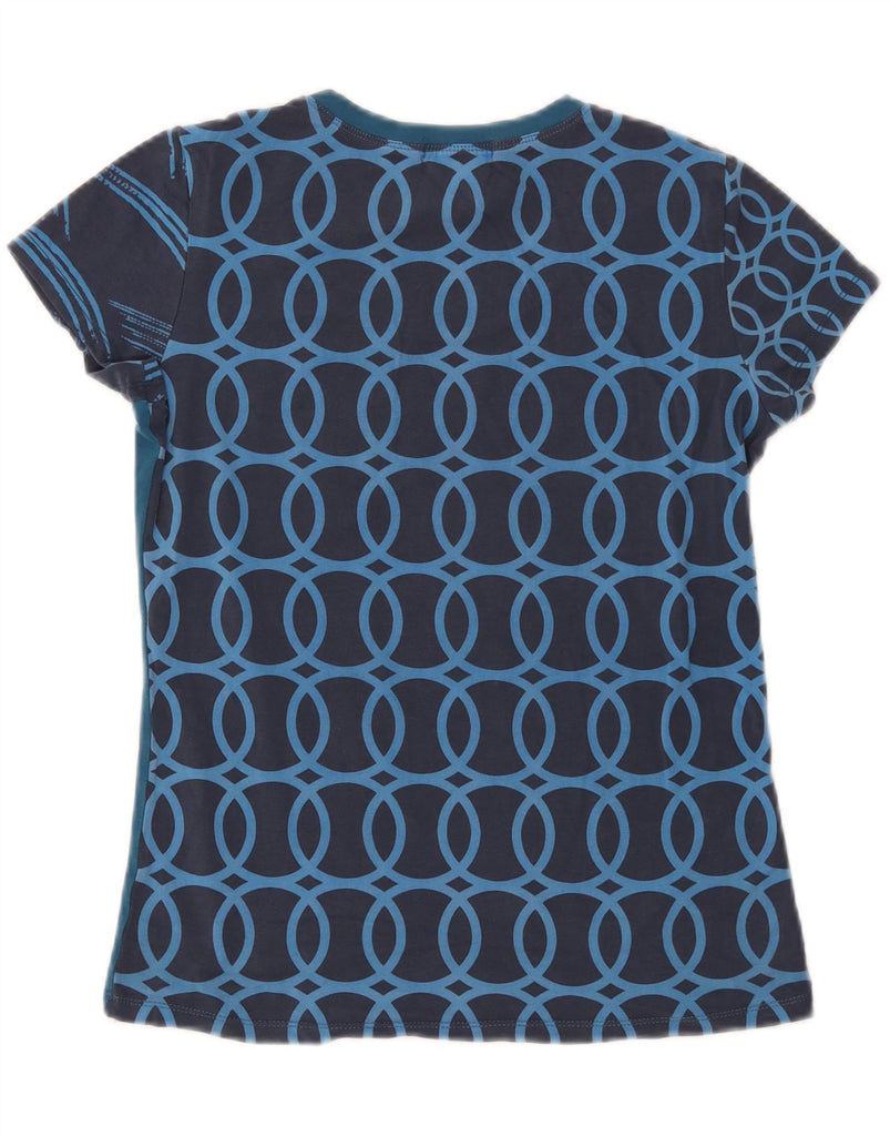 CUSTO BARCELONA Womens Graphic T-Shirt Top UK 12 Medium Navy Blue Vintage Custo Barcelona and Second-Hand Custo Barcelona from Messina Hembry 