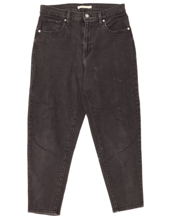 Damskie jeansy Levi's Mom Jean z wysokim stanem, zwężane W30 L27, czarna bawełna