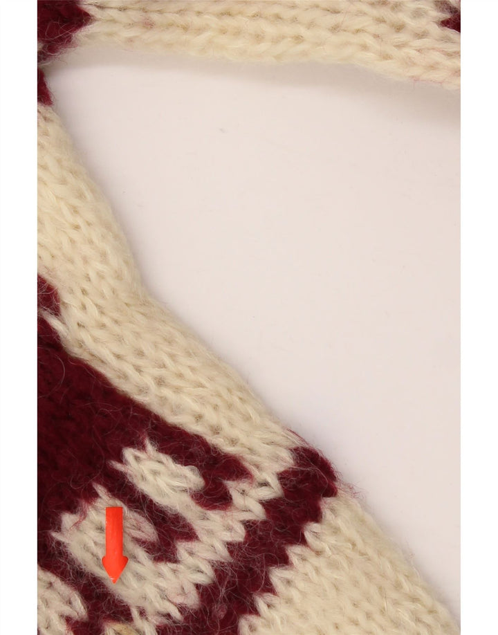 Sweter damski w stylu vintage z okrągłym dekoltem UK 14 Medium Off White Aztec