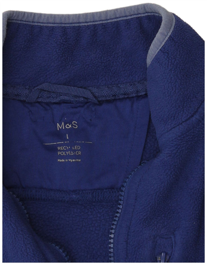Marks & Spencer Womens Fleece Jacket UK 16 Large Blue Polyester