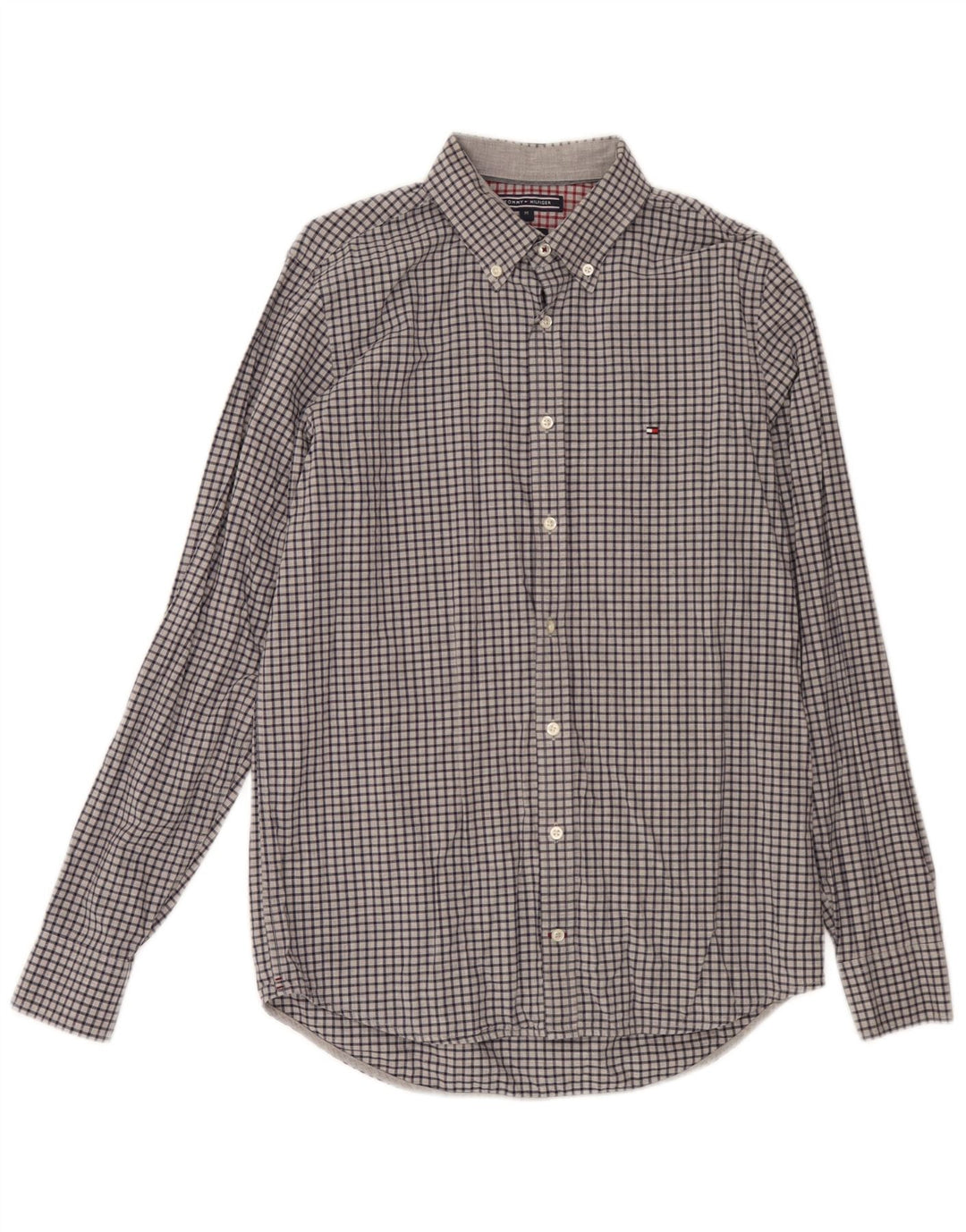 Męska koszula slim fit Tommy Hilfiger w kolorze szarej bawełny w kratkę