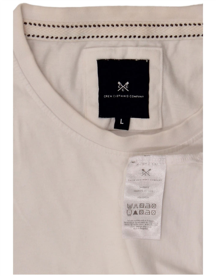 Crew Clothing Męski T-shirt Top, duży, biały, bawełniany