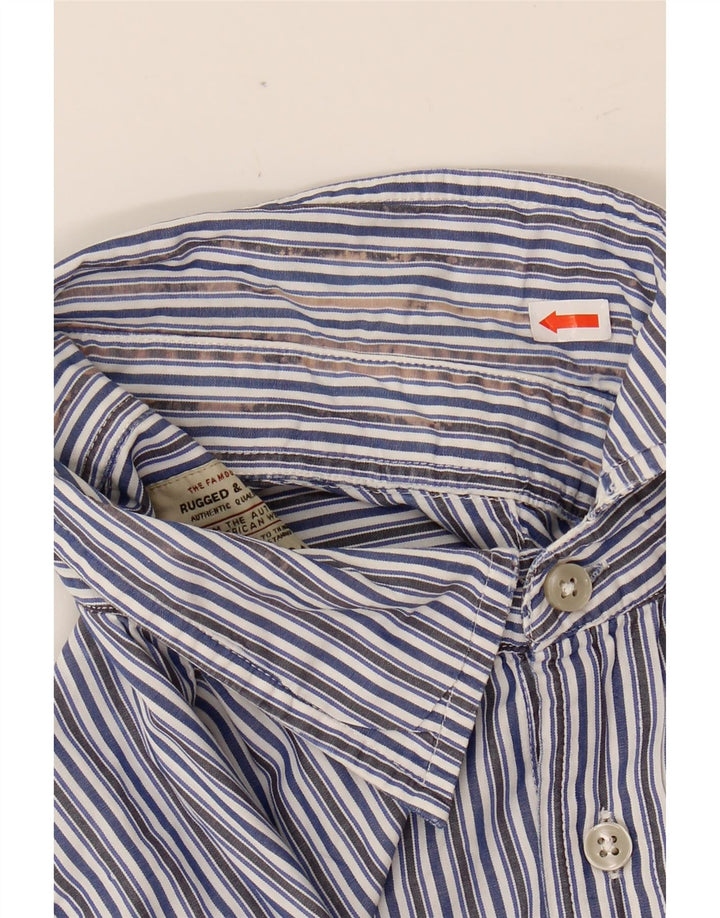 MARLBORO CLASSICS Mens Rugged & Refined Shirt Medium Blue Striped Cotton