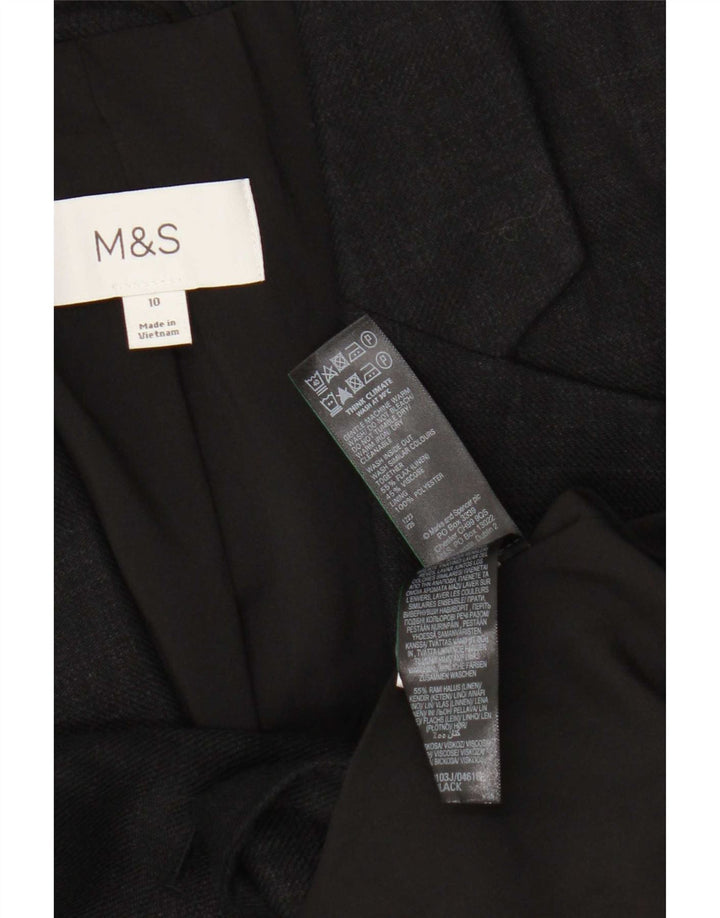 Marks & Spencer Damska marynarka zapinana na 1 guzik UK 10, mała czarna lniana