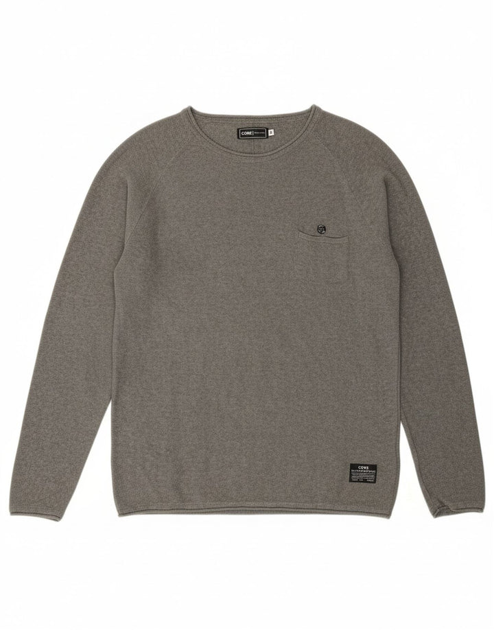 JACK & JONES Mens Core Boat Neck Jumper Sweater Medium Grey Cotton