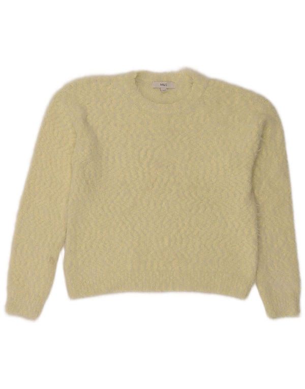 Marks & Spencer Damski sweter z wycięciem pod szyją, UK 12, średni żółty nakrapiany