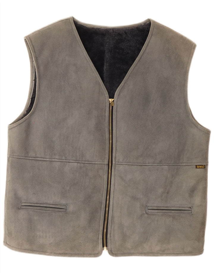 Męska kamizelka z owczej skóry w stylu vintage IT 54 2XL Szara skóra