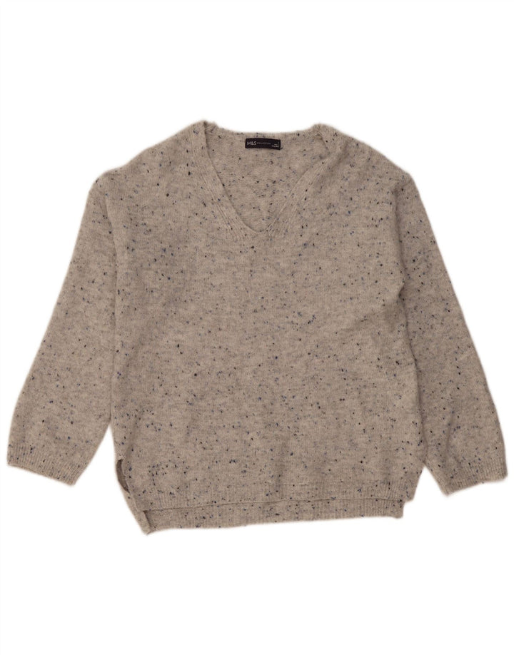 Damski sweter oversize z dekoltem w kształcie litery V, UK 10, mały