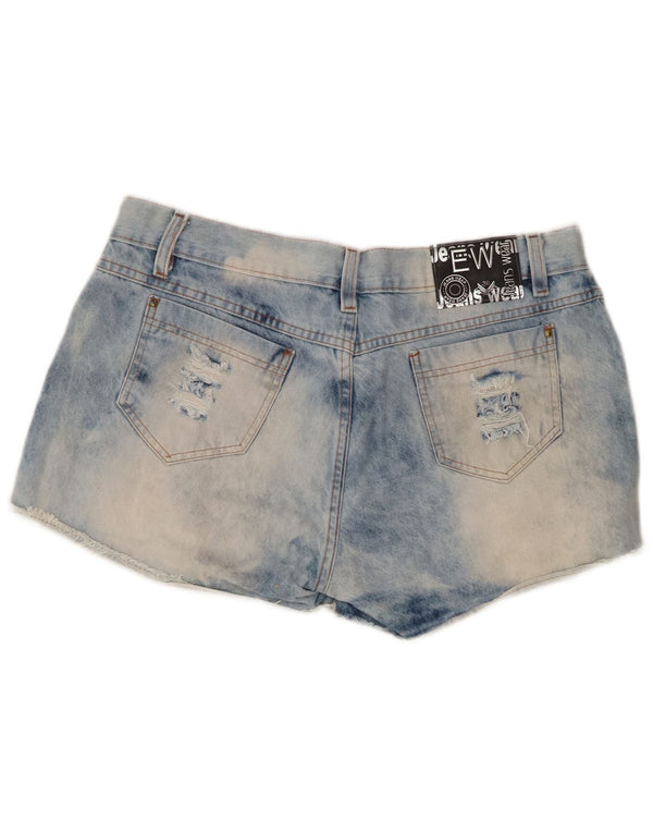 Vintage Womens Denim Distressed Hot Pants EU 44 XL W34  Blue Tie Dye Cotton