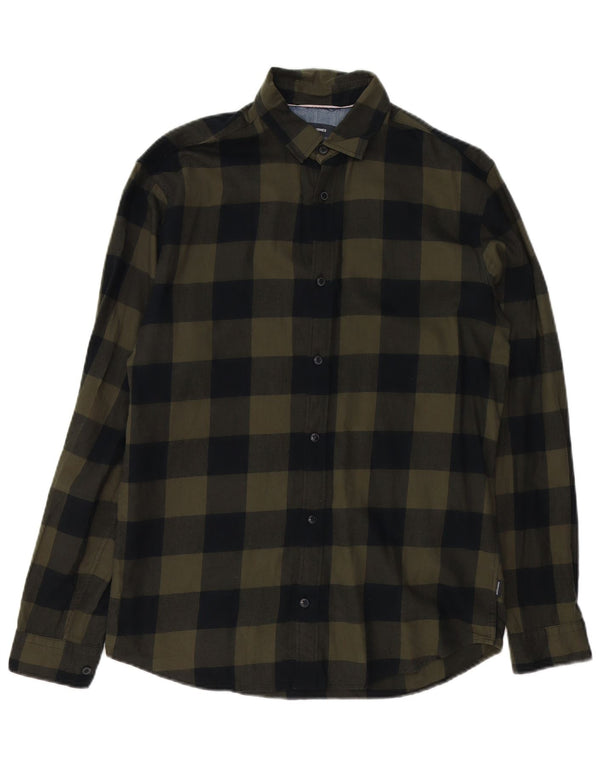 Koszula flanelowa męska Jack & Jones, bawełniana w kratkę, średnia khaki
