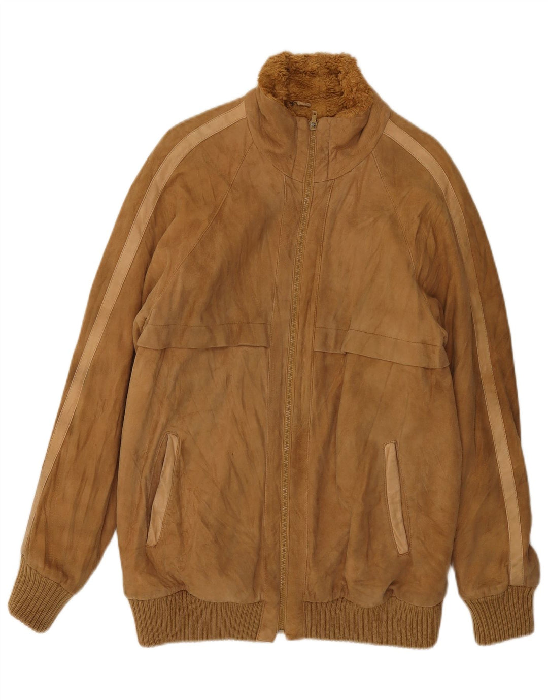 Męska kurtka shearling VINTAGE UK 38 średni brąz
