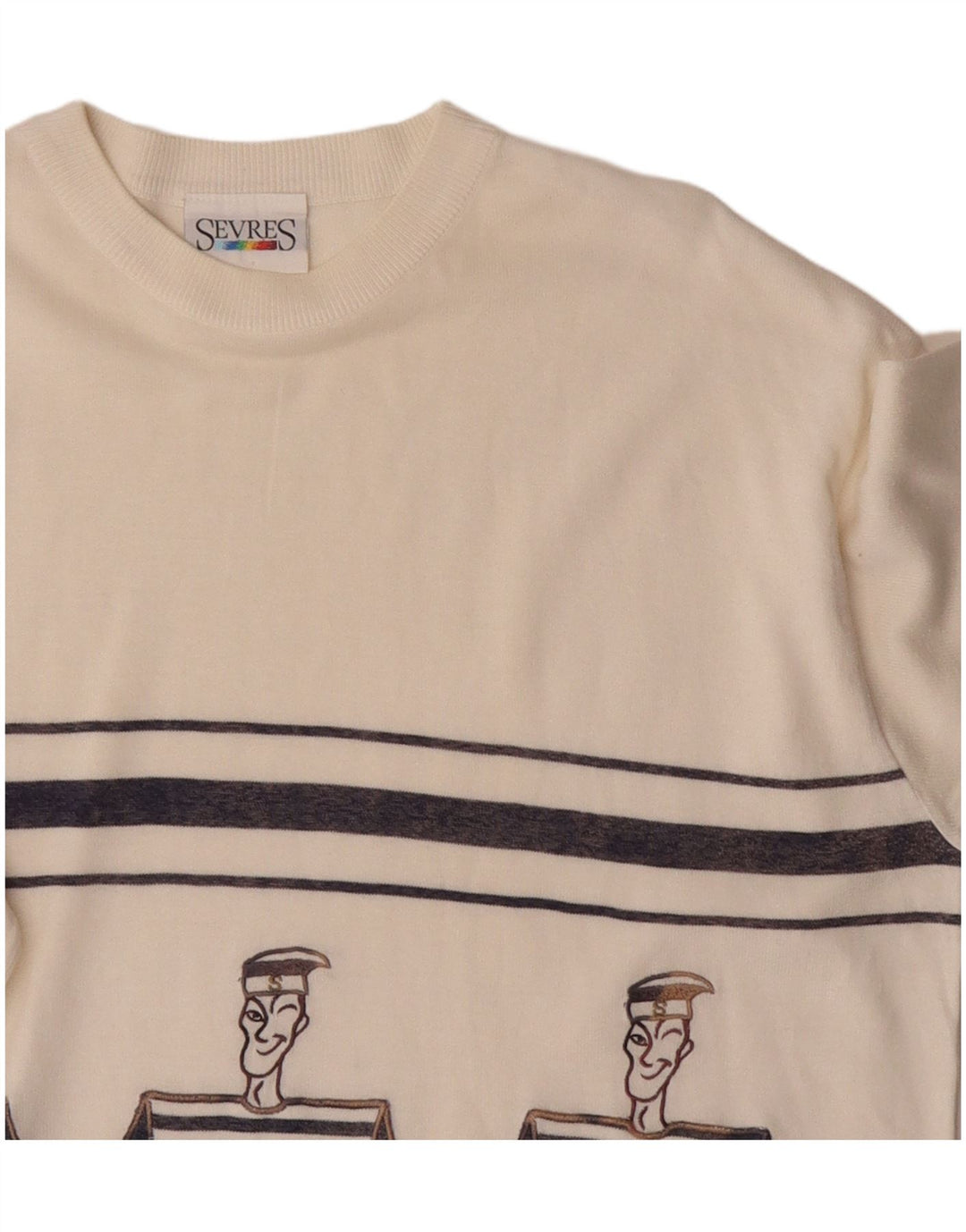 Męski graficzny top Sevres z długim rękawem XL w białe paski