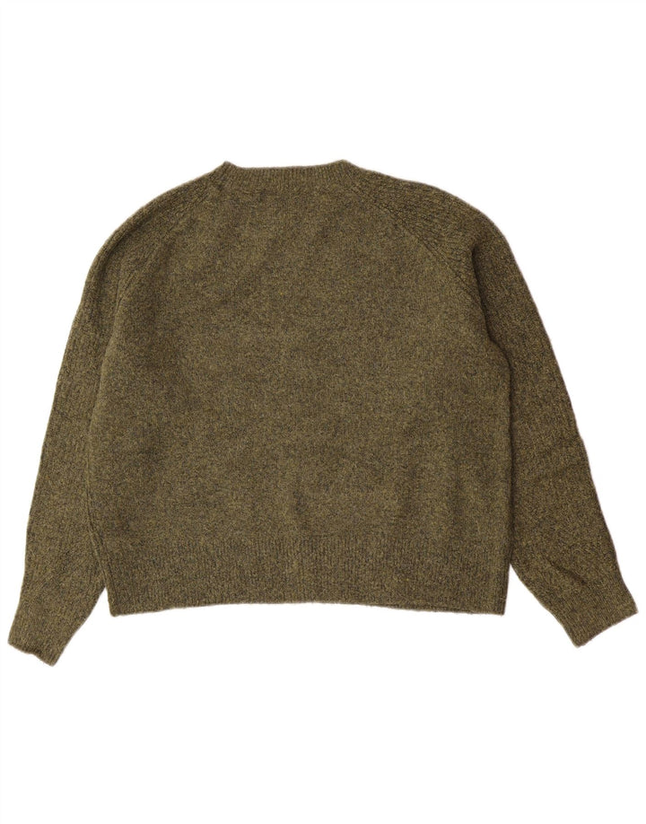 Marks & Spencer Damski sweter z okrągłym dekoltem, UK 14, średni khaki, nakrapiany