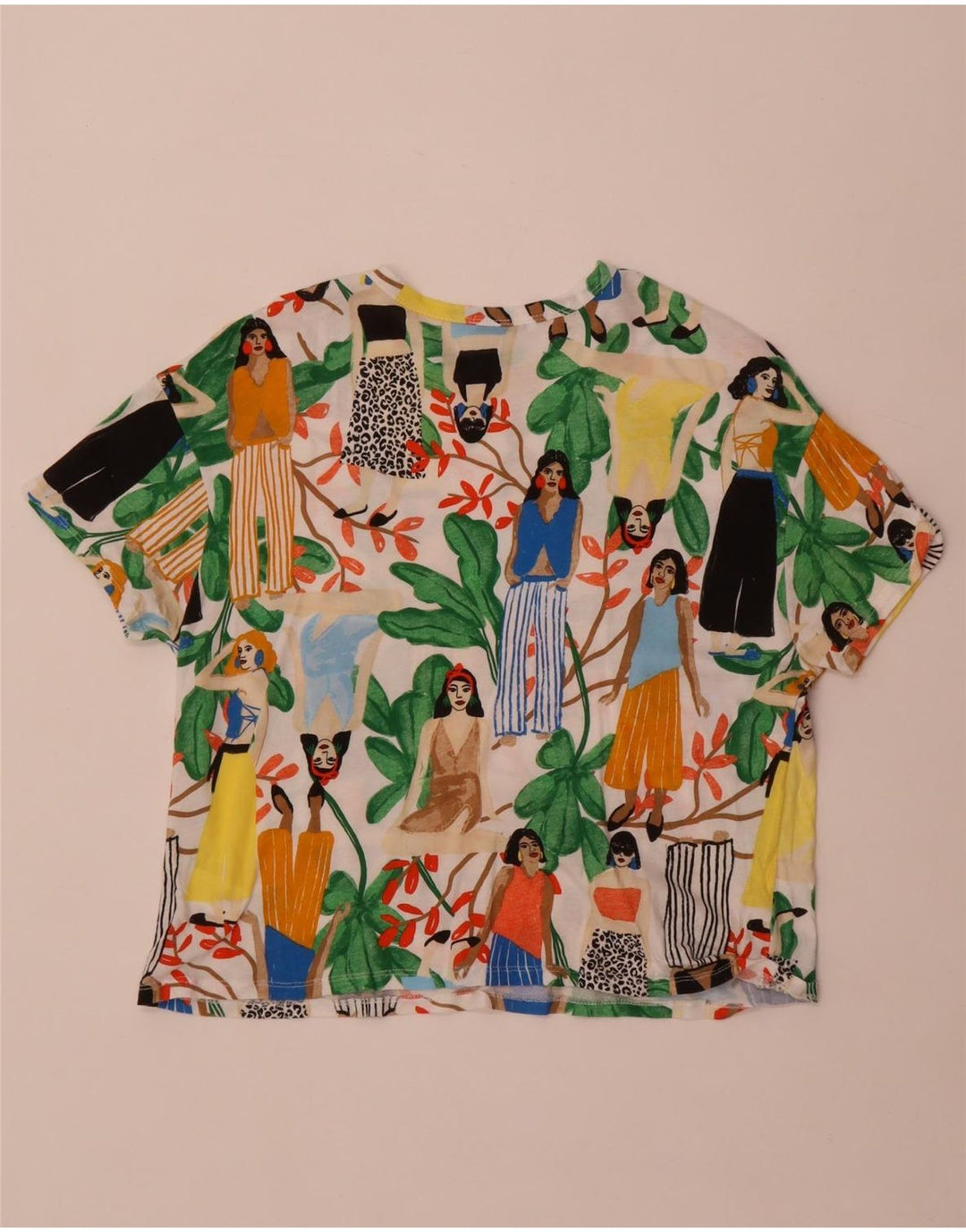 Damski T-shirt z krótkim rękawem Zara, UK 14, średnia, wielokolorowa bawełna