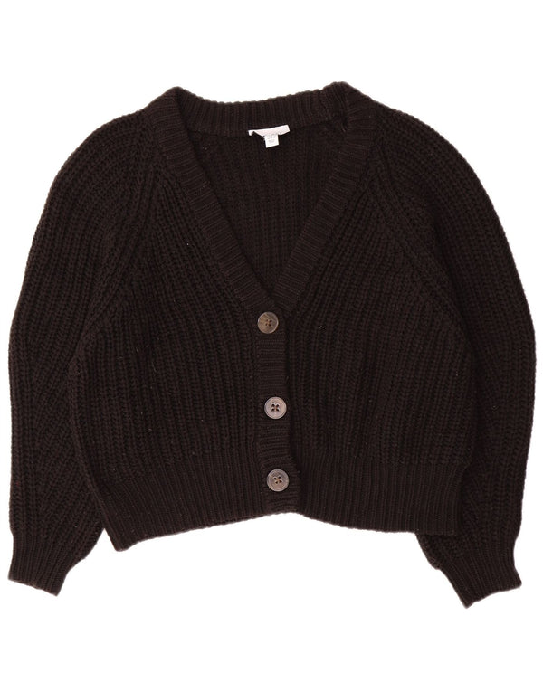 Topshop damski sweter oversize typu Crop Cardigan UK 14, średni czarny akryl