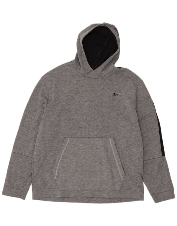 Reebok Mens Hoodie Jumper XL Grey Colourblock Polyester