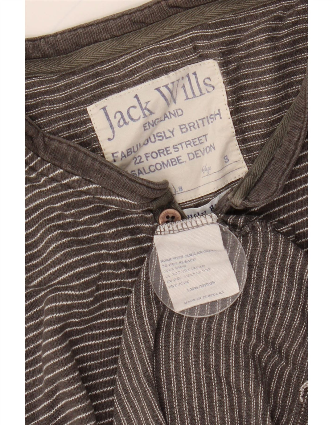 JACK WILLS Męski top z długim rękawem, mały, szary, bawełniany w prążki
