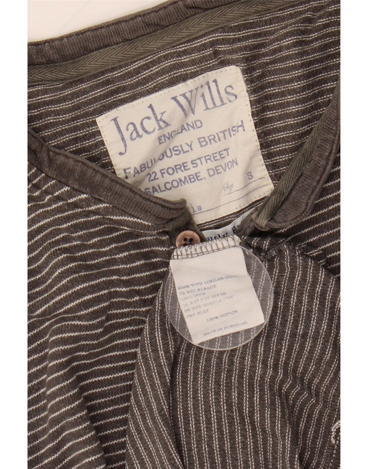 JACK WILLS Męski top z długim rękawem, mały, szary, bawełniany w prążki