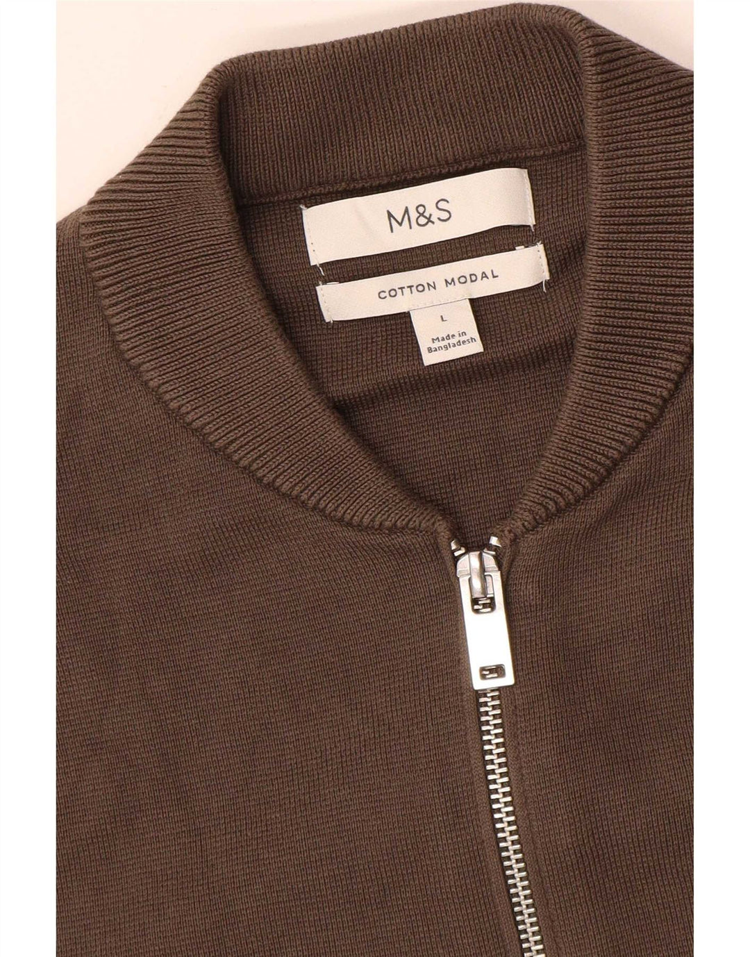 Marks & Spencer Męski sweter rozpinany, duży, brązowy, bawełniany