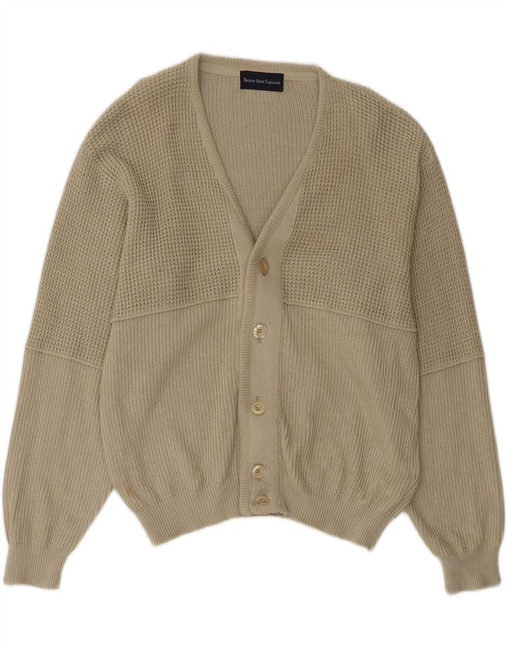 VINTAGE Mens Cardigan Sweater Large Beige Cotton Vintage Vintage and Second-Hand Vintage from Messina Hembry 