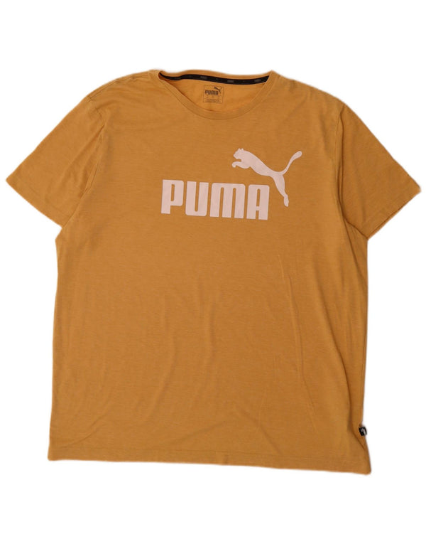 Puma Mens Graphic T-Shirt Top 2XL Yellow Flecked Polyester