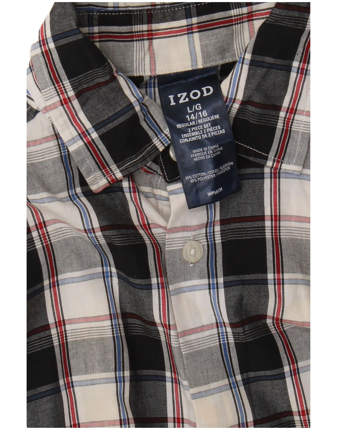 IZOD Chłopięca koszula flanelowa 14-15 lat, duża, czarna, bawełniana w kratę
