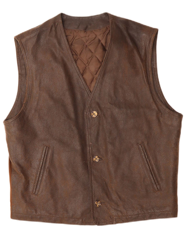 Męska kamizelka skórzana VINTAGE duża brązowa