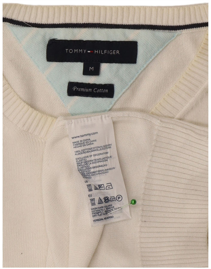 Męski sweter z okrągłym dekoltem Tommy Hilfiger, średniej wielkości biała bawełna