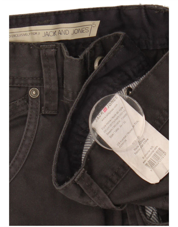 Męskie spodnie typu slim casual Jack & Jones W34 L25 Czarny poliester