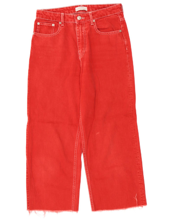 Krótkie jeansy damskie Zara EU 36 XS W26 L23 Czerwone bawełniane