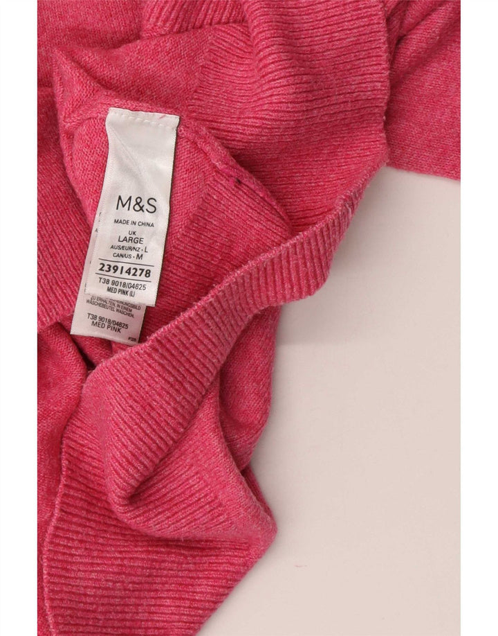 Marks & Spencer Damski sweter polo UK 16, duży, różowy poliester