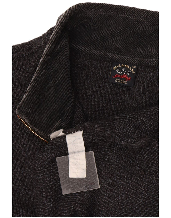 Paul & Shark Mens Yachting Zip Neck Jumper Sweater 4XL Grey Cotton