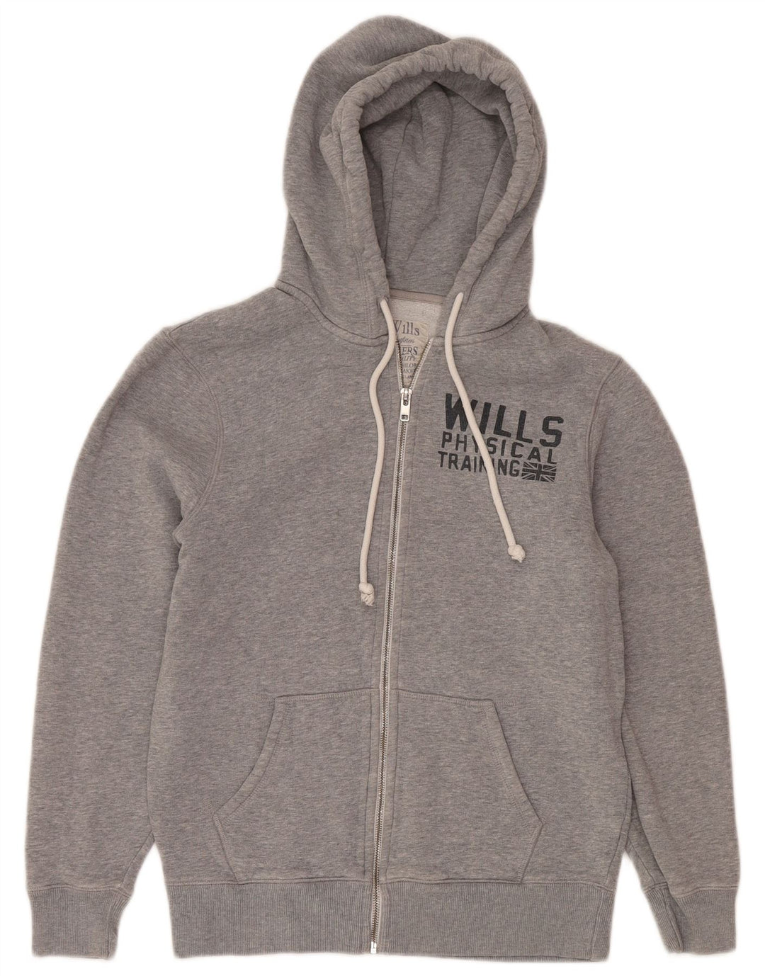 Męski sweter z kapturem i zamkiem błyskawicznym Jack Wills, średnioszary, bawełniany