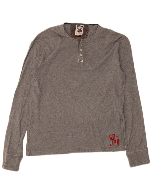 Męski top Superdry z długim rękawem XL, szary, bawełniany