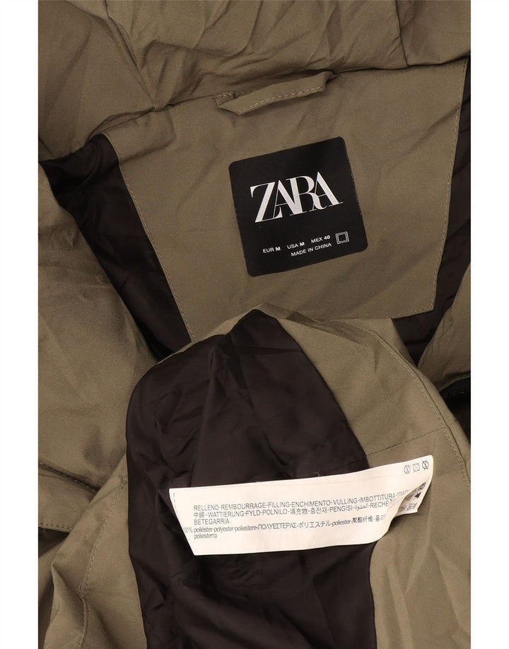 Męska ocieplana kurtka z kapturem Zara UK 38, średni khaki, poliester