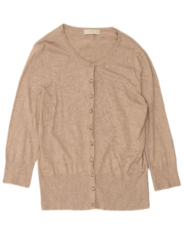Marks & Spencer Damski sweter rozpinany z rękawem 3/4, UK 12, średni beż