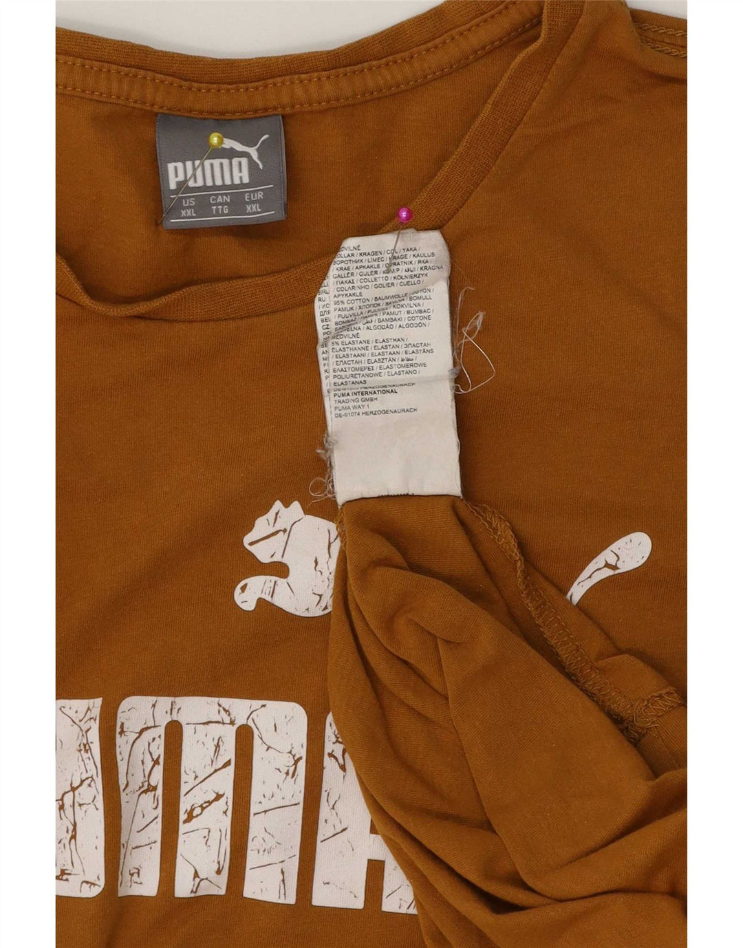 Męska koszulka z grafiką Puma, 2XL, brązowa, bawełniana