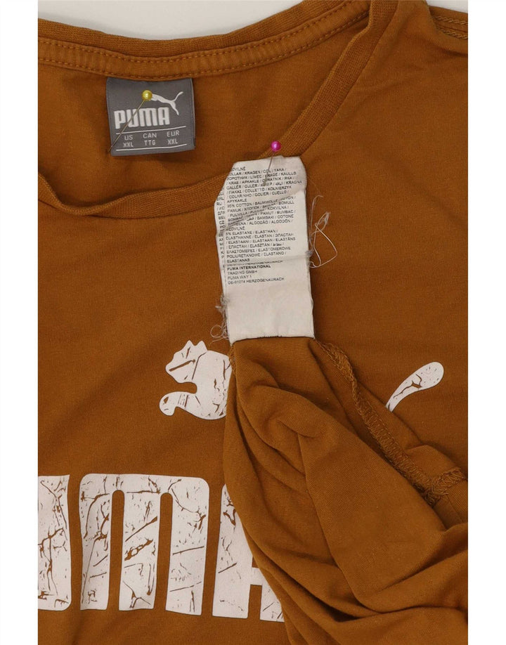 Męska koszulka z grafiką Puma, 2XL, brązowa, bawełniana