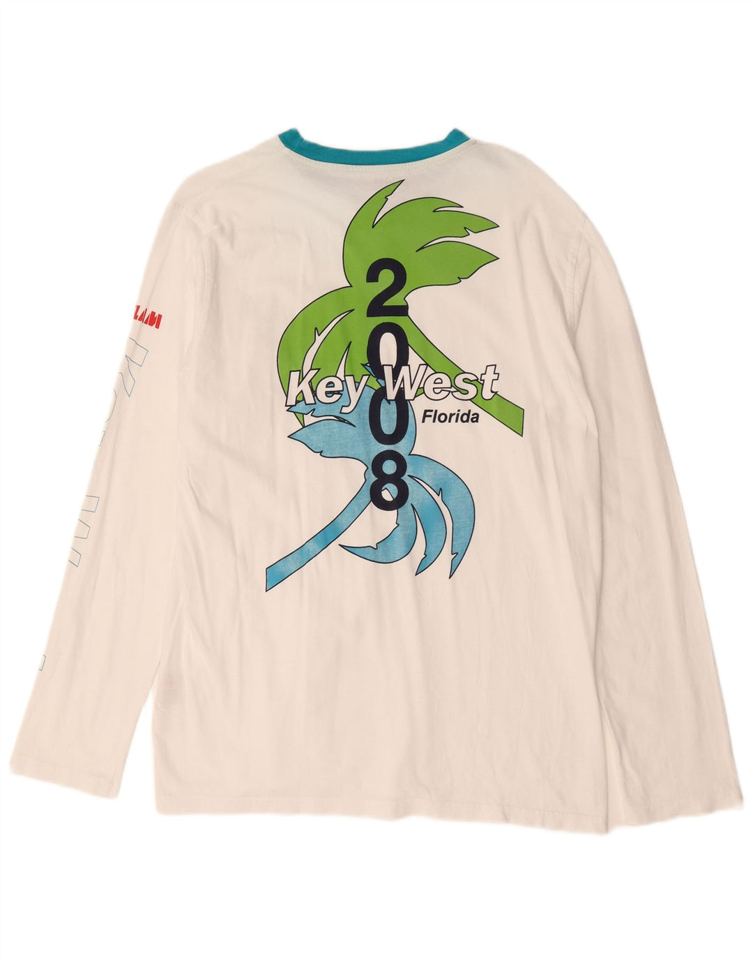 Męski top z grafiką Slam Florida z długim rękawem, duży, biały, bawełniany