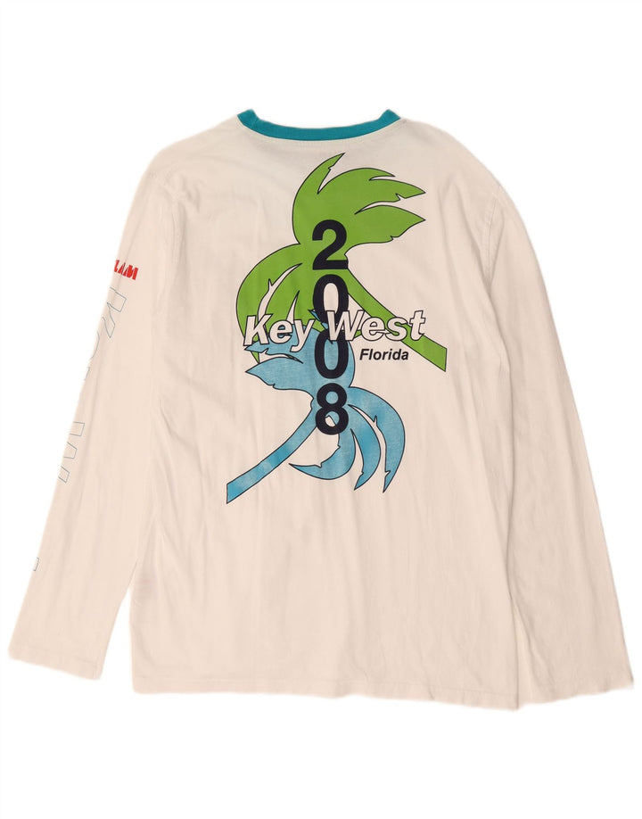 Męski top z grafiką Slam Florida z długim rękawem, duży, biały, bawełniany