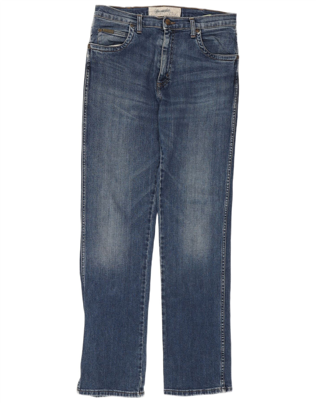 WRANGLER Męskie proste dżinsy W32 L33 Niebieskie, bawełniane