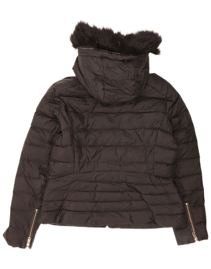 Damska ocieplana kurtka z kapturem Zara UK 18 XL, czarna, poliester